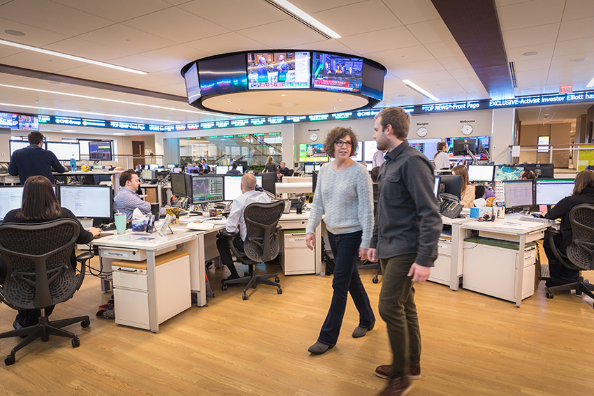 A group of employees on the trading floor at Cargill's headquarters